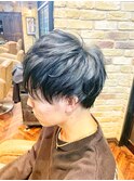 【王道】ツーブロックマッシュショート ブルーブラック