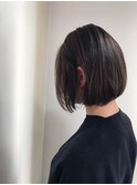 ダークカラー_マロンベージュ Aラインボブ かきあげ