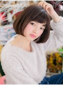 オン眉黒髪ダークカラー小顔ツヤ前下がりボブc5大宮20代30代40代