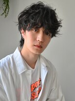 ディッセンバー 神宮前(December)&nbsp;ニュアンスパーマアッシュブラックウルフ波巻きスパイラル渋谷