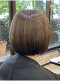 まとまる丸みボブ◎白髪ぼかしハイライトカラー【池袋/白髪】