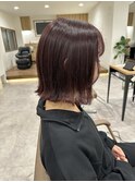 切りっぱなしボブチェリーレッド