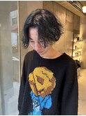 メンズセンターパートデザインカラーネイビーダブルカラー袋町