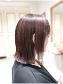切りっぱなしミディボブ×ラベンダーピンクブラウン