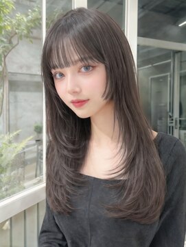 美髪レイヤーカット/顔まわりレイヤー/ストレートロングレイヤー