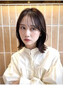 グレーブラウン/ミディアムレイヤーカット/ダークアッシュ/大宮