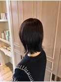 レイヤーボブ　ピンクブラウン
