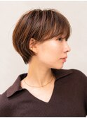 大人ショート丸みショートマッシュショート白髪ぼかしハイライト