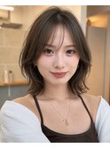 ダークグレージュ×くびれボブ