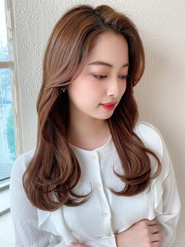 アフロート ディル(AFLOAT D'L) みきな長め前髪センターパート顔まわり韓国ヘアセミロング面長