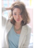 sungooseミニウルフテラコッタデジタルパーマくすみブルー