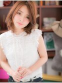 アシンメトリーくせ毛風ワンレングスボブc5戸頭20代30代40代