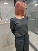 オレンジブラウン×ボブ