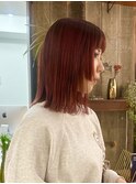 ボルドーカラー×顔周りカット