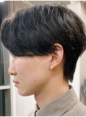 ニュアンスパーマツーブロックメンズマッシュパーマメンズカット