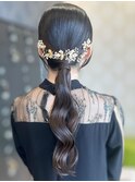 タイトなローポニー#結婚式#二次会#ヘアアレンジ