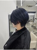 ショートボブ/ネイビー/ブルーブラック/ブルー/ブリーチ
