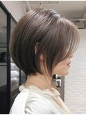武蔵小杉大人丸みショートボブ透明感カラー赤み消しグレージュ