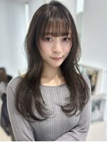 エアー 青山(AIR)&nbsp;ロングレイヤーオリーブカラー顔周りレイヤーカット