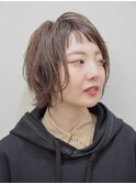 大人可愛い耳かけミニマム丸みショート×透け感バング 20・30代