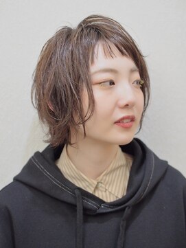 アグランテトラ 野田阪神店(a Gland tetra) 大人可愛い耳かけミニマム丸みショート×透け感バング 20・30代