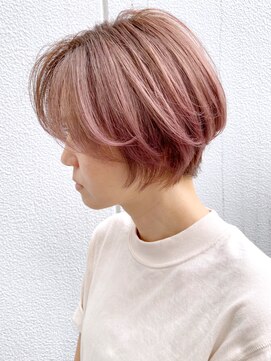 アイティー バイ アルバム 中野店(IT by ALBUM) ピンクショート_オリーブカラーハイライトカラー_ba307242