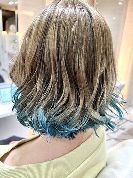 ニフティ(NIFTY) エンドカラー  サンドベージュ×ターコイズブルー裾カラー/熊本