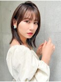 大人ロブヘア/20代30代40代/外ハネ/シアーブラウン