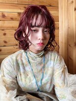 ギグスダブル 栄久屋大通店(gigs double)&nbsp;ミディアムパーマ/チェリーレッド