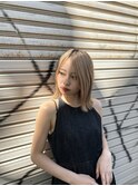 20代30代40代外ハネアッシュグレージュ肩ライン耳掛け