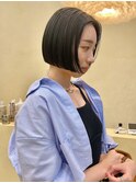 切りっぱなしボブマロンブラウンラベンダーミルクティ