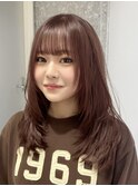 ミディアムレイヤーカットミルクティーベージュヘーゼルベージュ