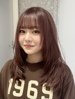 ミディアムレイヤーカットミルクティーベージュヘーゼルベージュ