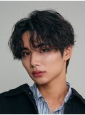 原宿波巻きパーマメンズパーマツイスパセンターパートウルフ30代
