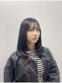 顔まわり韓国風ミディアムレイヤー黒髪透明感20代奈良西大寺