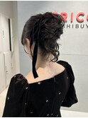 高めお団子/お団子ヘア/ふわふわ/お呼ばれアレンジ/結婚式/渋谷