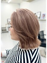 レア 新越谷(LEA)&nbsp;切りっぱなしボブエアリーロング美髪ピンクブラウン 髪質改善