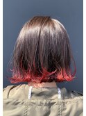 外はねボブ×裾カラーRED