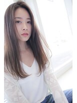 トップシェイプ(TOP SHAPE) 長めバング小顔カットオリーブカラーかきあげストレート