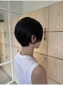 小顔ショート黒髪グレージュダークモード30代40代