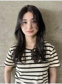 韓国風/前髪なしロング/くびれロング/地毛風カラー/暗髪