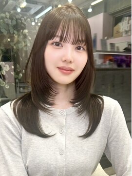 アディション 新宿(ADITION) 韓国レイヤー×似合わせ顔周りカット×チェリーブラウン/新宿n