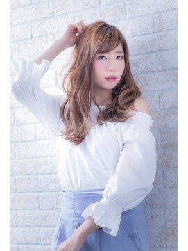 エルデ ナインズ ヘアー スタンド 川口店(elde 9's HAIR STAND) ヴェールウェーブブルージュカラーかきあげバングローレイヤー