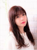 毛先パーマの黒髪ウォーターフォールにことりベージュハイライト