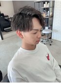 アップバング×強めツイストパーマ