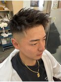 黒髪短髪/スキンフェードフォワードアップバングスタイル