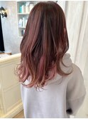 福山イルミナカラーインナーカラーカシスブラウンピンクパープル