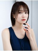 ◯ぱっつん前髪薄めバングフェイスレイヤーカットこなれミディ