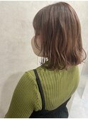シアーピンク×ウェーブボブ大人可愛いふんわり20代30代40代