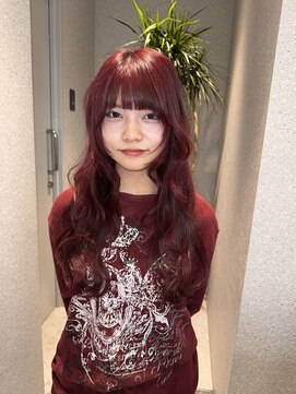 天神美容室 【KASUMI天神美容室】カシスレッド×ロングレイヤー